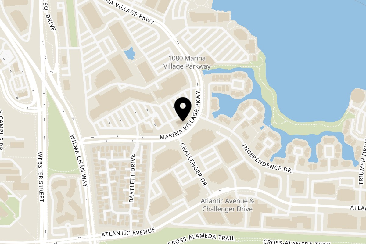 Map showing the location of 360 Gourmet Burritos Alameda on 951 Marina Village Pkwy in Alameda